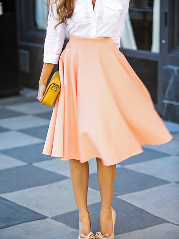 Airchics mi-longue jupe patineuse évasée bouffante culotte haut femme rose